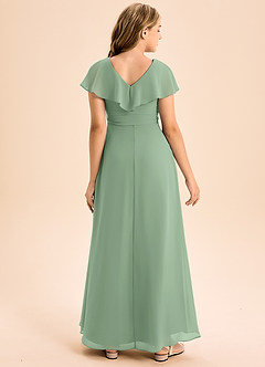 Azazie Lainey Junior Matcha A-Line with Pockets Chiffon Dress image2
