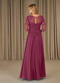 Azazie Mirielle Kleider für die Brautmutter A-Linie Schaufel Spitze Chiffon Kleid Maulbeerrot image2