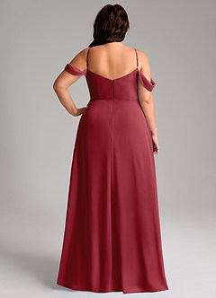 Azazie Marley Jurken voor bruidsmeisjes Converteerbaar Jurk van Chiffon met A-Lijn Off the Shoulder Granaatappel image12