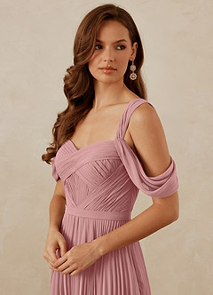 Christian Siriano Bridal for Azazie 1013 Bridesmaid Dresses Dusty Rose A-Line Off the Shoulder Chiffon Dress image2