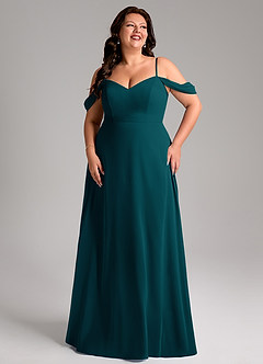 Azazie Marley Bridesmaid Dresses Pine A-Line Off the Shoulder Chiffon Convertible Dress image13