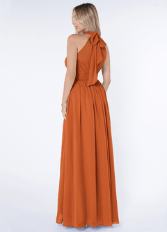Azazie Iman Bridesmaid Dresses Cinnamon A-Line A-Line Ruched Chiffon Dress image5