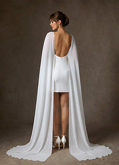 Azazie Caity Wedding Dresses Diamond White Sheath Stretch Satin Dress image3
