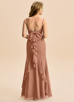 Azazie Lioren Junior Vestido de Bronceador de Gasa de Corte Sirena con Lazo image3