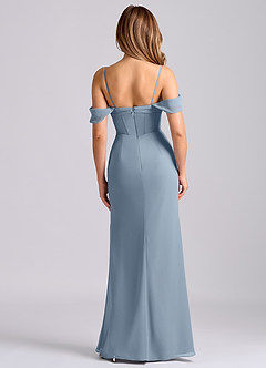 Azazie Joanne Final Sale Dusty Blue Mermaid Off the Shoulder Chiffon Dress image6