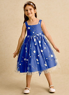 Azazie Bean vestidos de niña de las flores Vestido de Azul Real de Tul de Princesa con Sin mangas image3