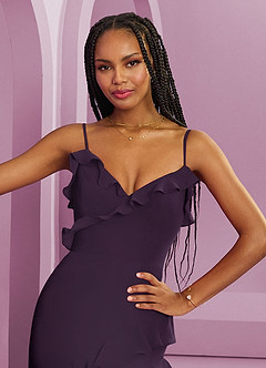 Barbie ♥ Azazie Bridesmaid Dresses Plum Sheath Chiffon Dress image13