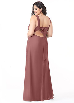 Azazie Christiana Bridesmaid Dresses Desert Rose A-Line V-Neck Pleated Chiffon Dress image8