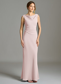 Azazie Kieryn Brautjungfernkleider Meerjungfrau-Linie Plissee Chiffon Kleid Zartrosa image5