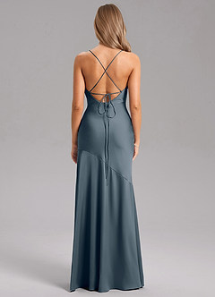 Azazie Grata Robes de demoiselle d'honneur Robe Sirène en Satin extensible Fente Latérale Violet Crépusculaire image2