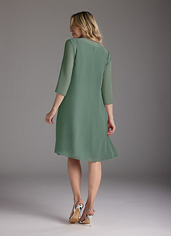 Azazie Shirley Mother of the Bride Dresses Eucalyptus A-Line Scoop Pleated Chiffon Dress image3