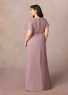 Azazie Singer Mother of the Bride Dresses Dusty Rose A-Line V-Neck Lace Chiffon Dress image9