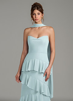 Azazie Imani Bridesmaid Dresses Mist A-Line Ruched Chiffon Dress image2