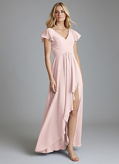 Azazie Omari Bridesmaid Dresses Blushing Pink A-Line Chiffon Dress image1