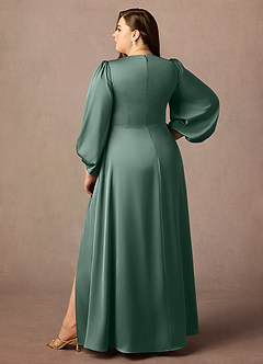 Azazie Luna Mère de la mariée Robes Robe Trapèze en Satin extensible Plissée Eucalyptus image7