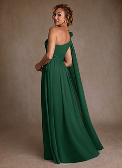 Azazie Lancaster Mother of the Bride Dresses Dark Green A-Line One Shoulder Chiffon Dress image2