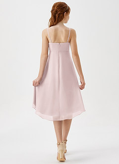 Azazie Mariam Junior Blushing Pink A-Line Pleated Chiffon Dress image2