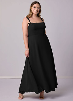 Barbie ♥ Azazie Bridesmaid Dresses Black A-Line Pleated Chiffon Dress image8