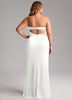 Azazie Leonis Brautjungfernkleider Wandelbar Meerjungfrau-Linie Plissee Stretch-Satin Kleid Weiß image9