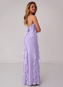 Barbie ♥ Azazie Bridesmaid Dresses Lilac Sheath Bow Chiffon Dress image2