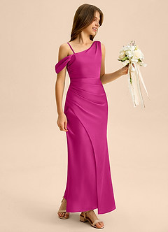 Azazie Madelyn Junior Klä av Tubklänning i Stretch Satin Av axeln image6