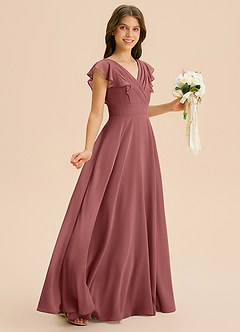 Azazie Anysa Junior Robe Trapèze en Mousseline de soie Rayé Améthyste image5