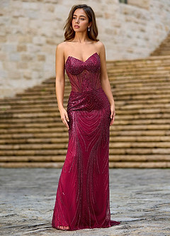 Willone Bourgogne Robe de bal sirène à sequins brodés image5