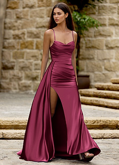 Drape Ankara Rosso Abito da ballo in raso image4