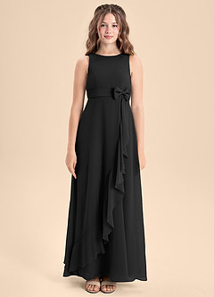 Azazie Lilenne Junior Robe Trapèze en Mousseline de soie Arc Noir image5