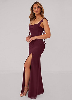 Barbie ♥ Azazie Bridesmaid Dresses Cabernet Mermaid Corset Chiffon Dress image4