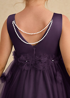 Azazie Lux Flower Girl Dresses Plum A-Line Beaded Tulle Dress image6