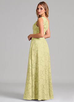 Azazie Phaedra Bridesmaid Dresses Lemon Sorbet A-Line One Shoulder Floral Burnout Dress image2