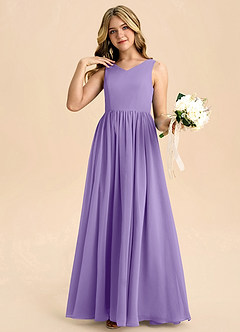 Azazie Hathaway Junior Tahiti A-Line Bow Chiffon Dress image5