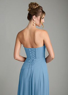 Azazie Gabriela Bridesmaid Dresses Steel Blue A-Line Corset Chiffon Dress image11