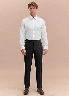 front Vincent Black Structured High Stretch Dress Pants