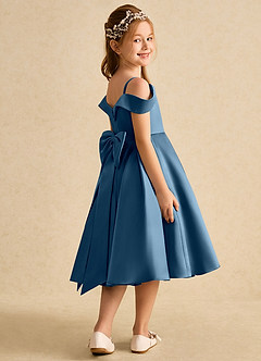 Azazie Favia Jurken voor bloemenmeisjes A-Lijn Jurk van Mat Satijn Off the Shoulder Bermuda image3