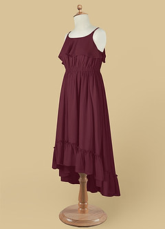 Azazie Karmen Abiti da Ragazza di Fiori Abito A-Line in Chiffon Increspato Cabernet image11