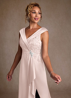 Azazie Santa Monica Mother of the Bride Dresses Blushing Pink A-Line Lace Dress image5