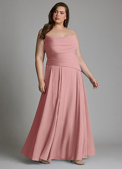 Azazie Gabriela Bridesmaid Dresses Dusty Rose A-Line Corset Chiffon Dress image16