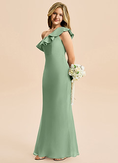 Azazie Alissa Junior Matcha A-Line Ruched Chiffon Dress image3