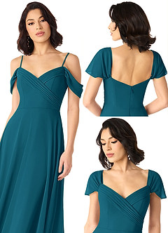 Azazie Tancie Bridesmaid Dresses Ink Blue A-Line Off the Shoulder Chiffon Convertible Dress image6