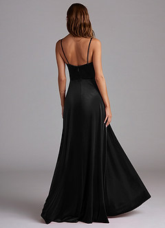 Azazie Moira Bridesmaid Dresses Black A-Line with Pockets Velvet Dress image2