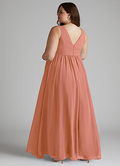 Azazie Yetta Brautjungfernkleider für Schwangere A-Linie V-Hals Versammelt Chiffon Bodenlänge Kleid image11