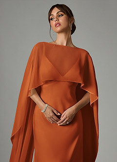 Azazie Stefania Bridesmaid Dresses Cinnamon A-Line Stretch Satin Dress image5