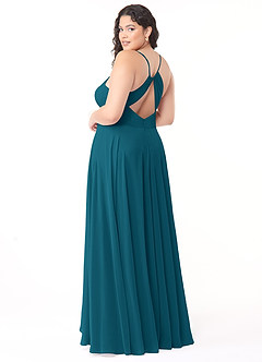 Azazie Avelina Bridesmaid Dresses Ink Blue A-Line V-Neck Pleated Chiffon Dress image9