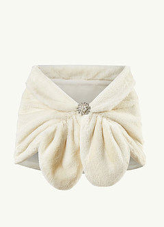 front Brooch Faux Fur Cape