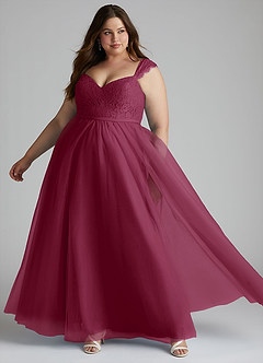 Azazie Luxi Bridesmaid Dresses Mulberry A-Line Pleated Tulle Dress image8