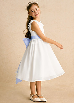 Azazie Dani Flower Girl Dresses Ivory Lavender A-Line Bow Chiffon Dress image4