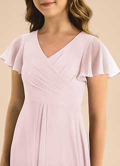 Azazie Induh Junior Blushing Pink A-Line Pleated Chiffon Dress image5