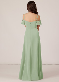 Azazie Juna Junior Vestido de Salvia Polvorienta de Gasa de Corte en A con Vestidos sin tirantes image2